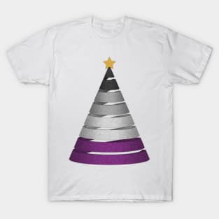 Large Spiral Asexual Pride Flag Christmas Tree Vector T-Shirt